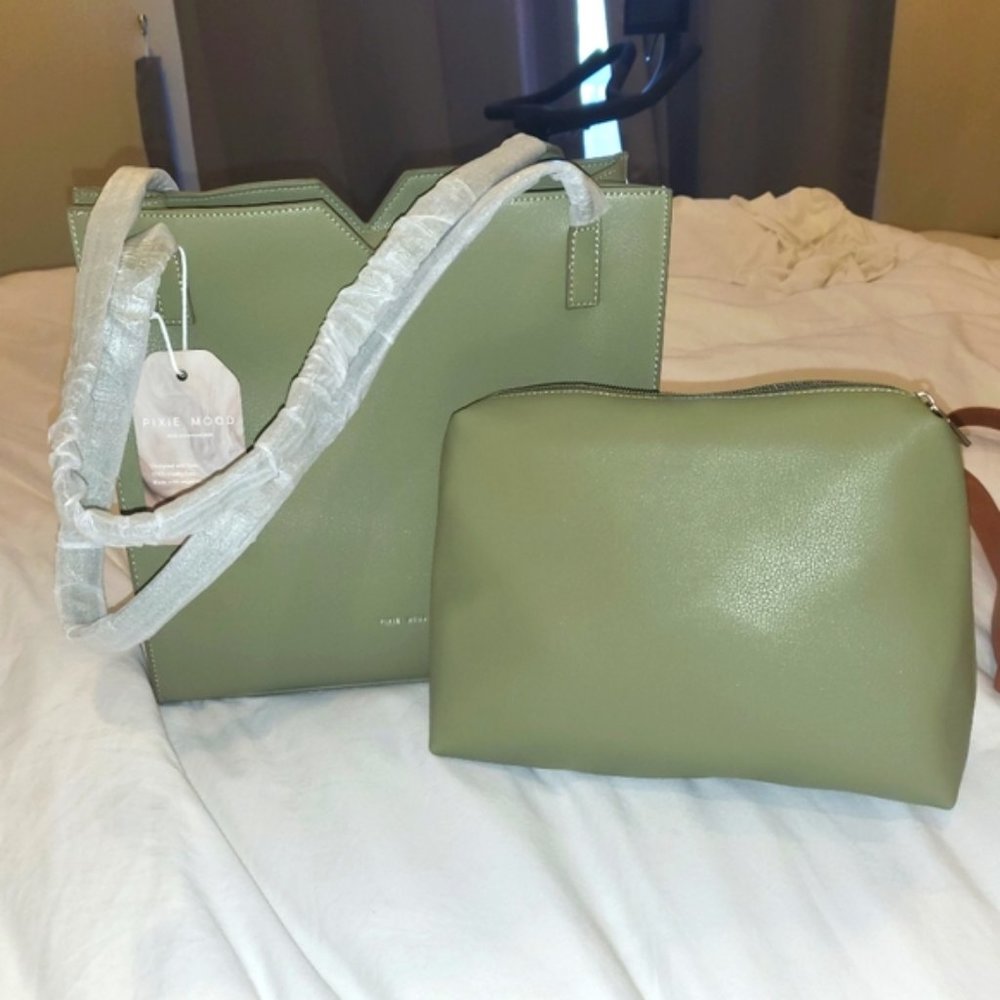 NWT Pixie Mood Tote Bag Purse Handbag Mini Alicia Ali Sage Green Vegan